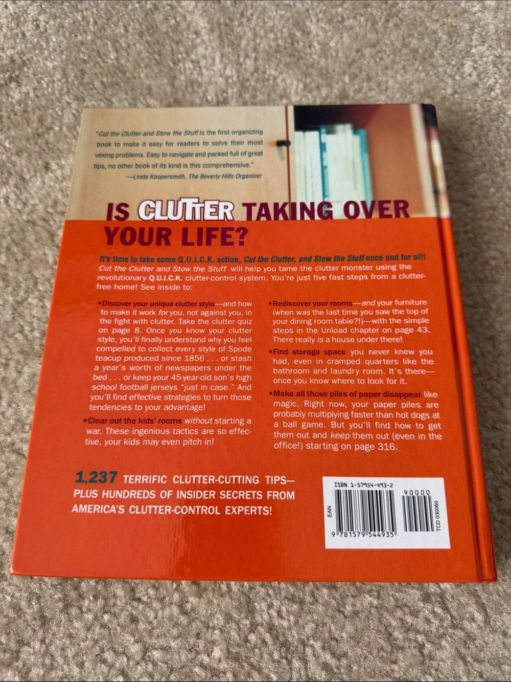 Cut the Clutter - Orange & Beige Hardcover Book